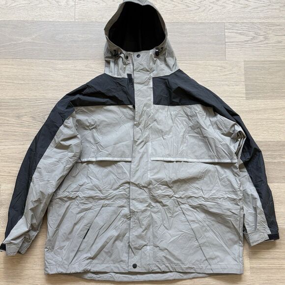 Stearns Rain Jacket Men XL Dry Wear PVC Taupe Black Hooded Vented - Picture 1 of 11